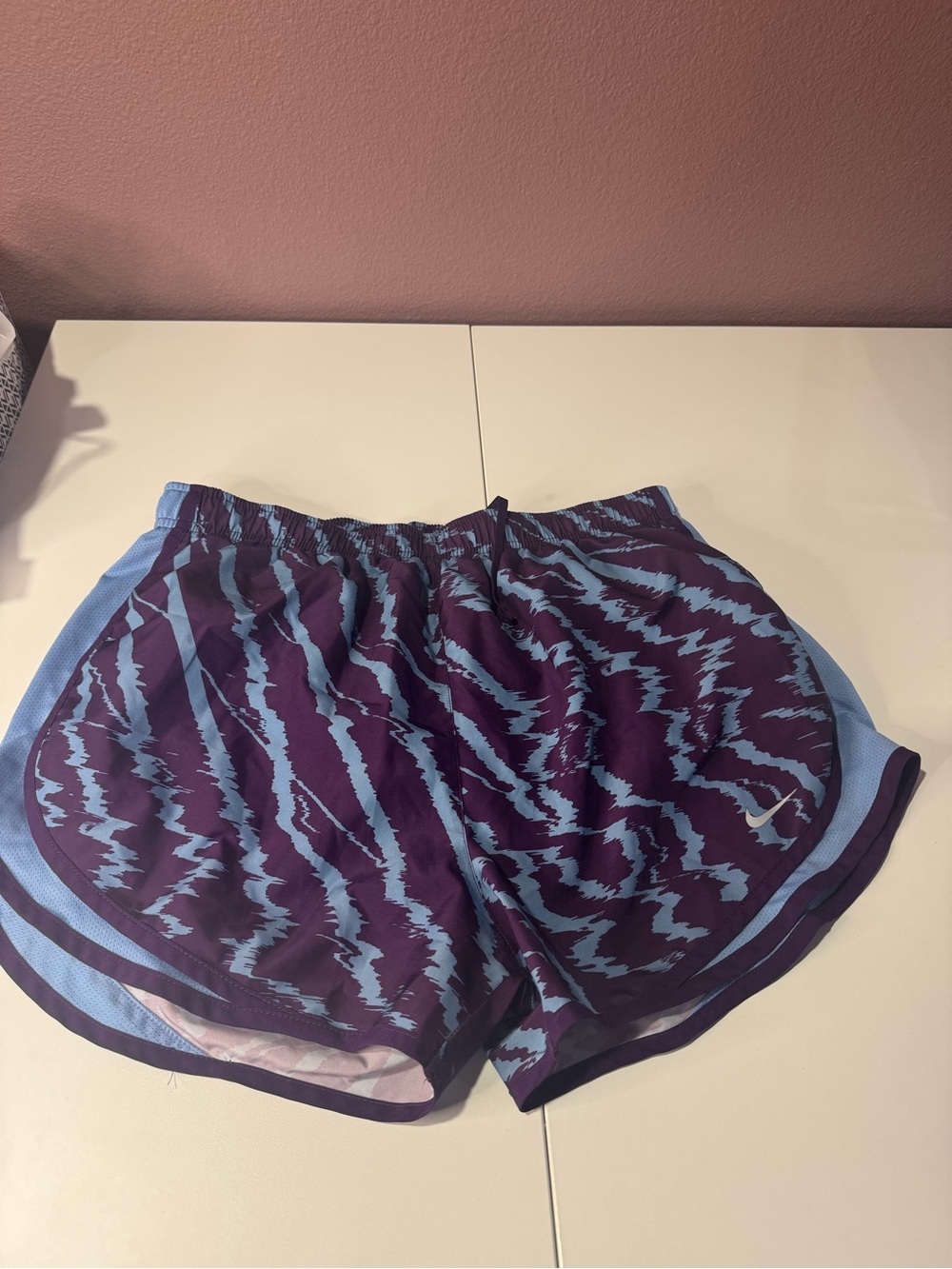 Women’s Nike Athletic Shorts in Purple & Light Blue — Breathable Run Shorts